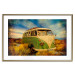 Poster Retro Bus - composition among field grass with a automotive motif 116443 additionalThumb 16