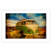 Poster Retro Bus - composition among field grass with a automotive motif 116443 additionalThumb 25