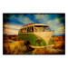 Poster Retro Bus - composition among field grass with a automotive motif 116443