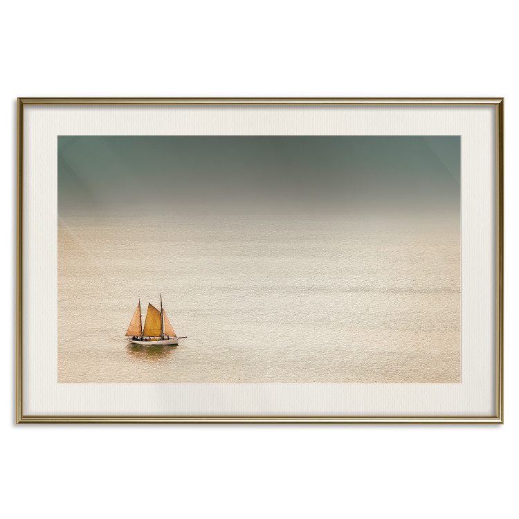 Wall Poster Sailboat - brown sails against a beige-green seascape 117343 additionalImage 27