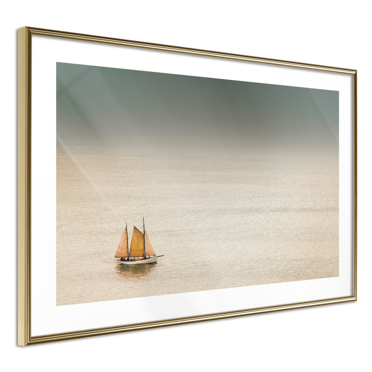 Wall Poster Sailboat - brown sails against a beige-green seascape 117343 additionalImage 8
