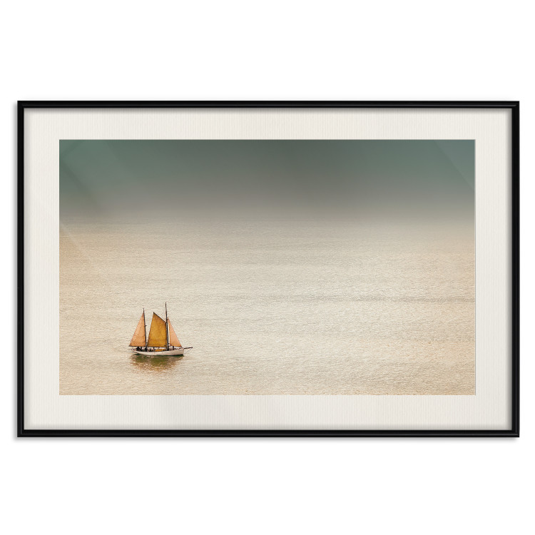 Wall Poster Sailboat - brown sails against a beige-green seascape 117343 additionalImage 19