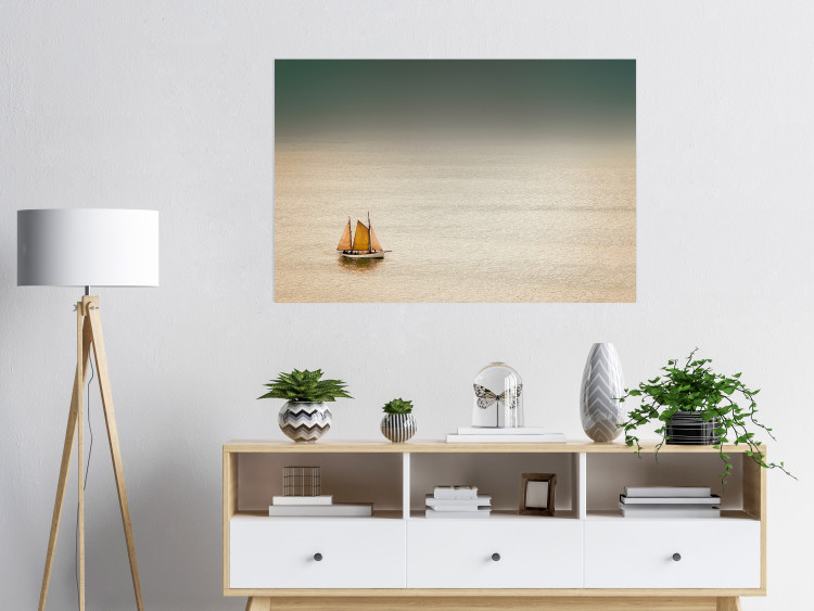 Wall Poster Sailboat - brown sails against a beige-green seascape 117343 additionalImage 20
