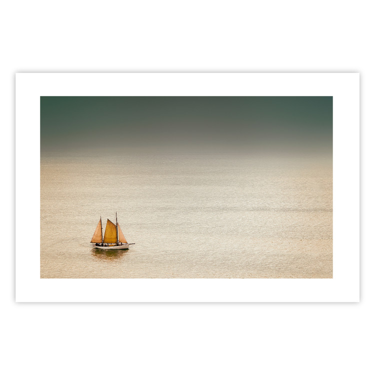 Wall Poster Sailboat - brown sails against a beige-green seascape 117343 additionalImage 21