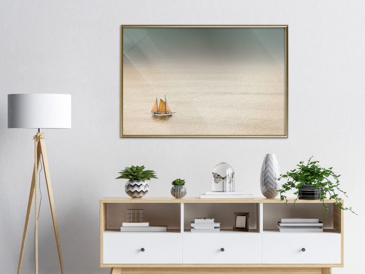 Wall Poster Sailboat - brown sails against a beige-green seascape 117343 additionalImage 7
