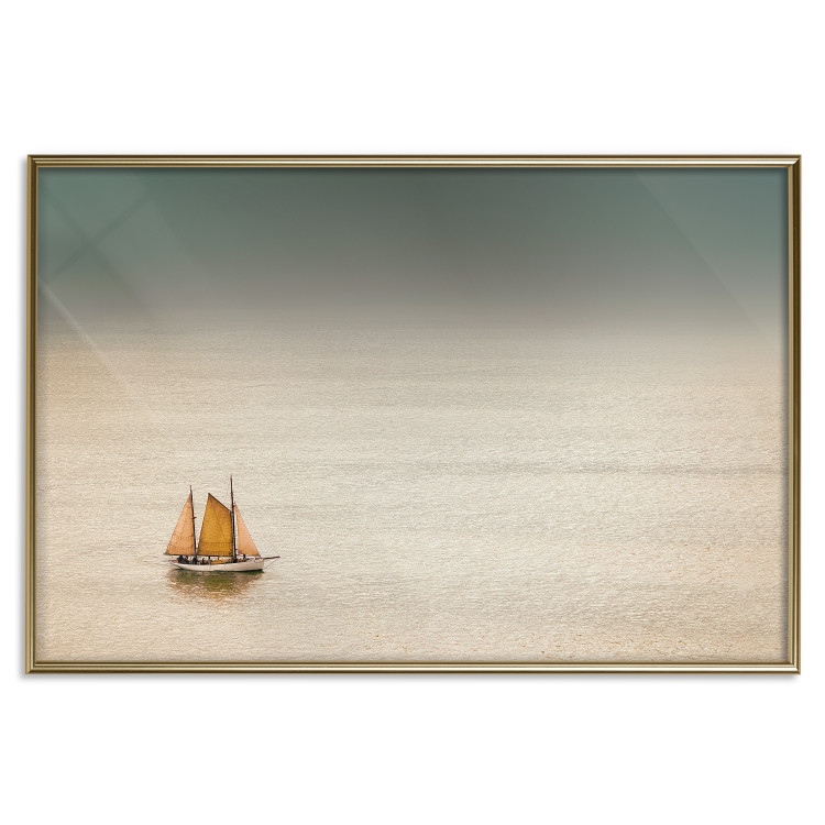 Wall Poster Sailboat - brown sails against a beige-green seascape 117343 additionalImage 14