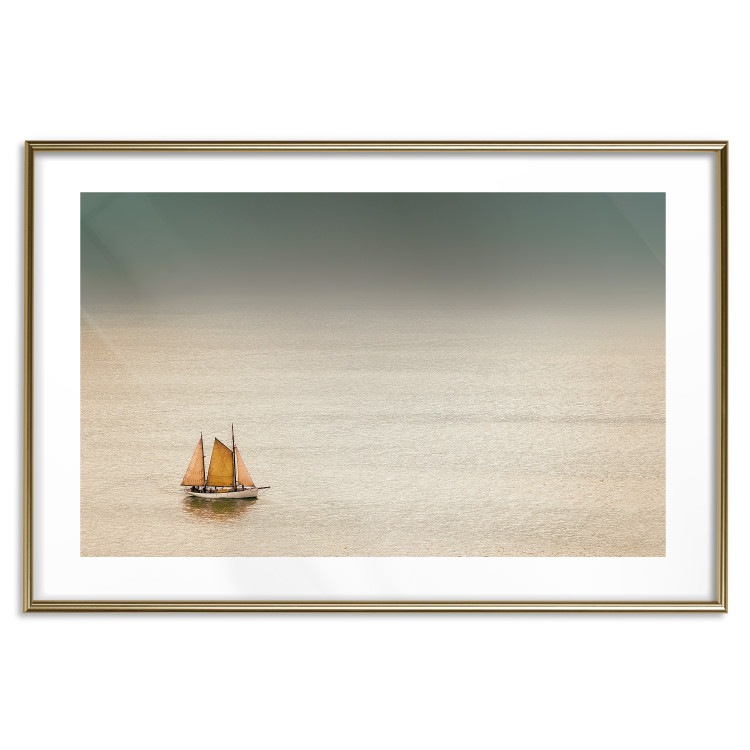 Wall Poster Sailboat - brown sails against a beige-green seascape 117343 additionalImage 17