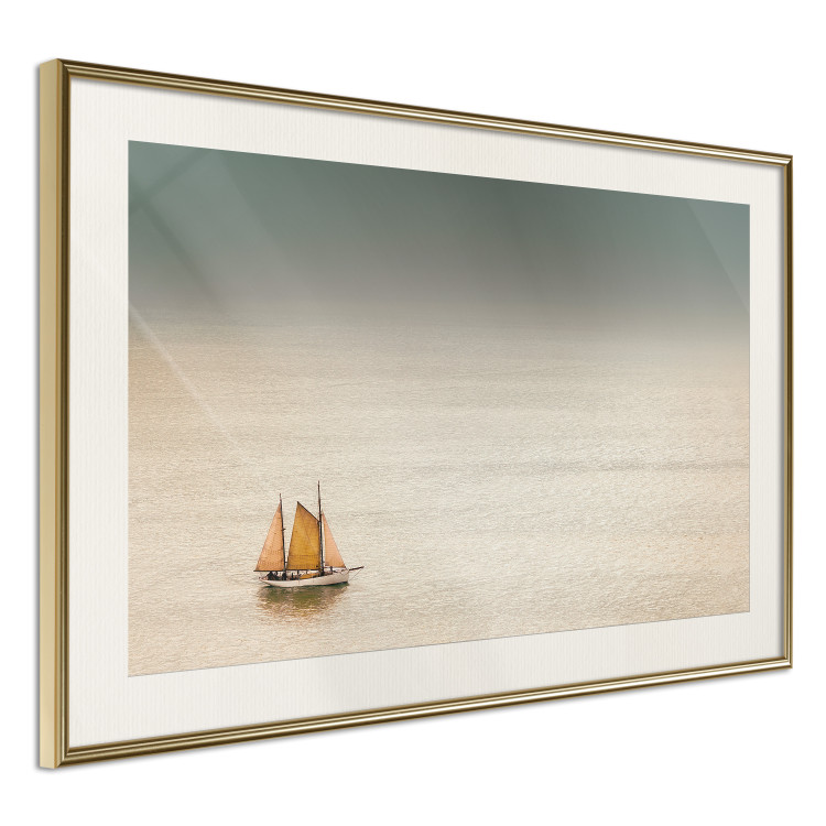 Wall Poster Sailboat - brown sails against a beige-green seascape 117343 additionalImage 2