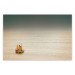 Wall Poster Sailboat - brown sails against a beige-green seascape 117343