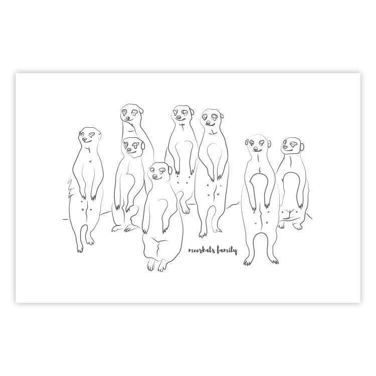 Poster Meerkat Family - black and white composition with English text 117543 additionalImage 19