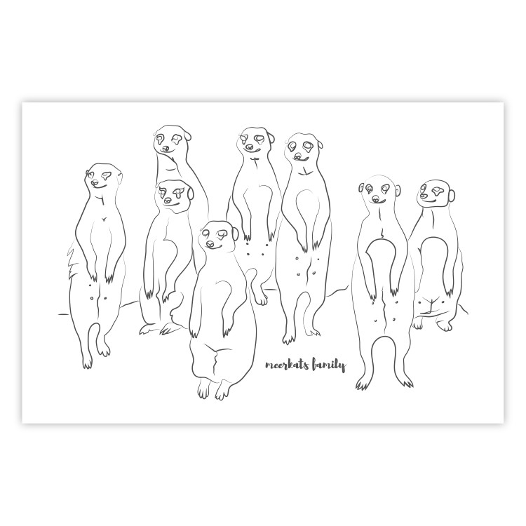 Poster Meerkat Family - black and white composition with English text 117543