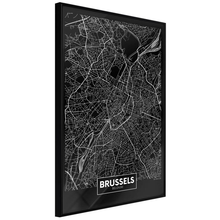 Wall Poster Dark Map of Brussels - black and white composition with English inscriptions 118143 additionalImage 10