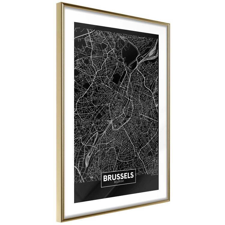 Wall Poster Dark Map of Brussels - black and white composition with English inscriptions 118143 additionalImage 8