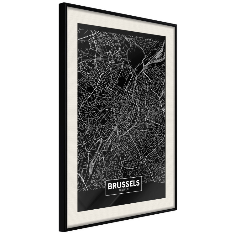 Wall Poster Dark Map of Brussels - black and white composition with English inscriptions 118143 additionalImage 3