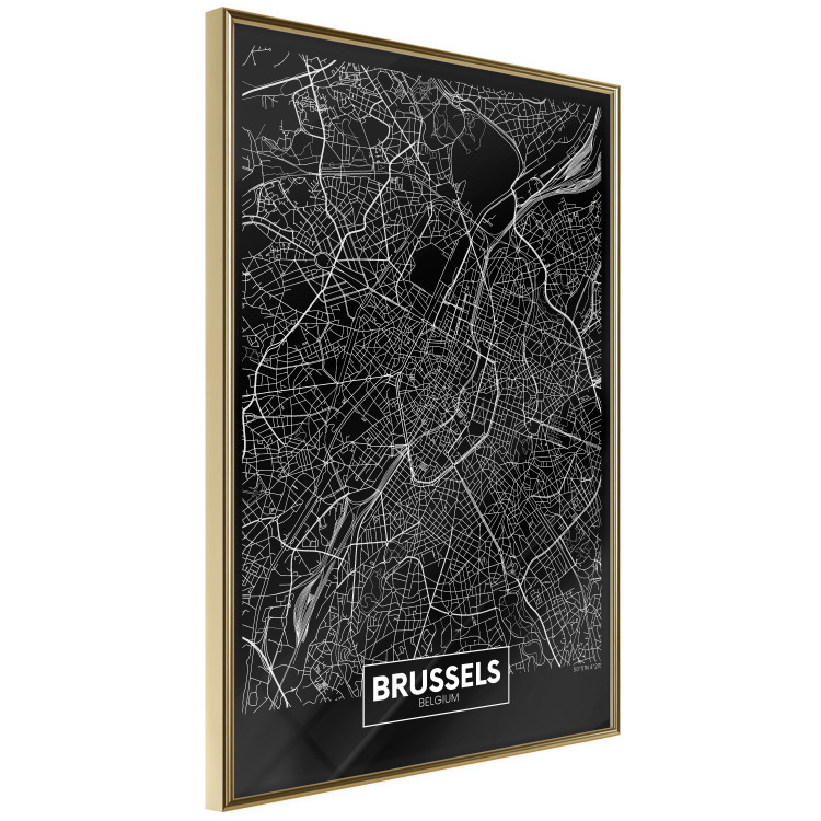 Wall Poster Dark Map of Brussels - black and white composition with English inscriptions 118143 additionalImage 12
