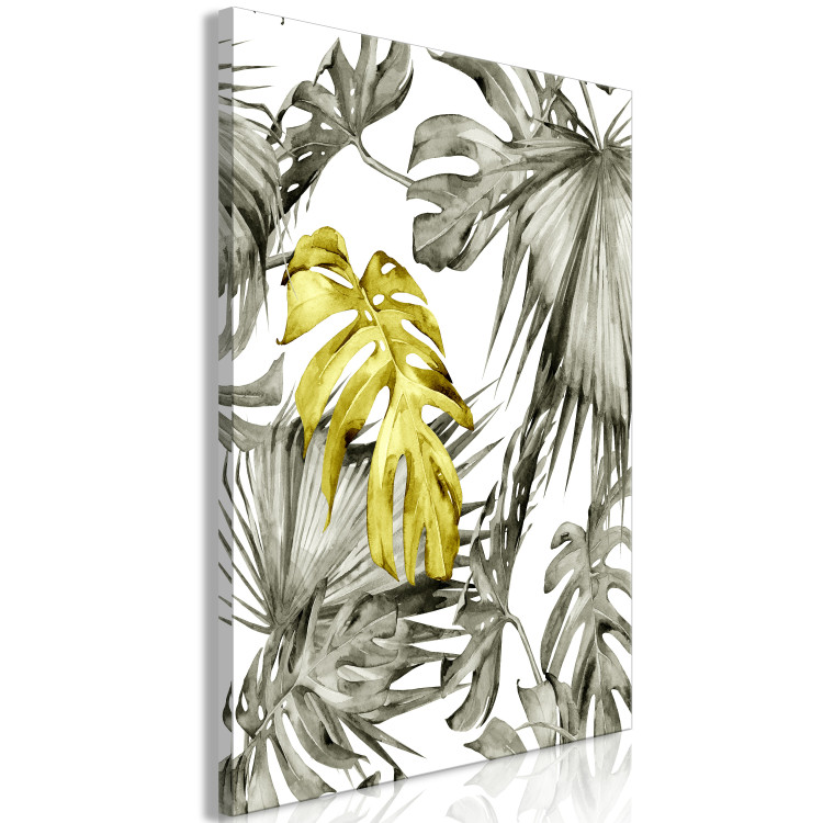 Canvas Print Tropical vegetation - leaves in faded green on a white background 118243 additionalImage 2