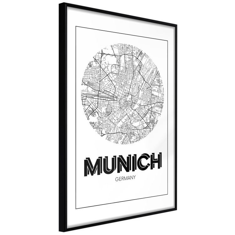 Poster Retro Munich - black and white map of the city with English texts 118443 additionalImage 12