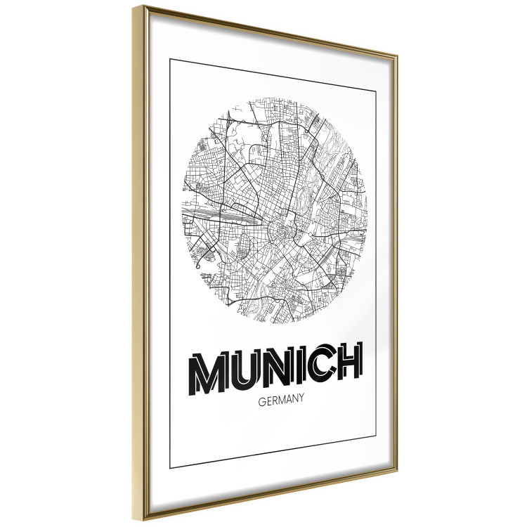 Poster Retro Munich - black and white map of the city with English texts 118443 additionalImage 14