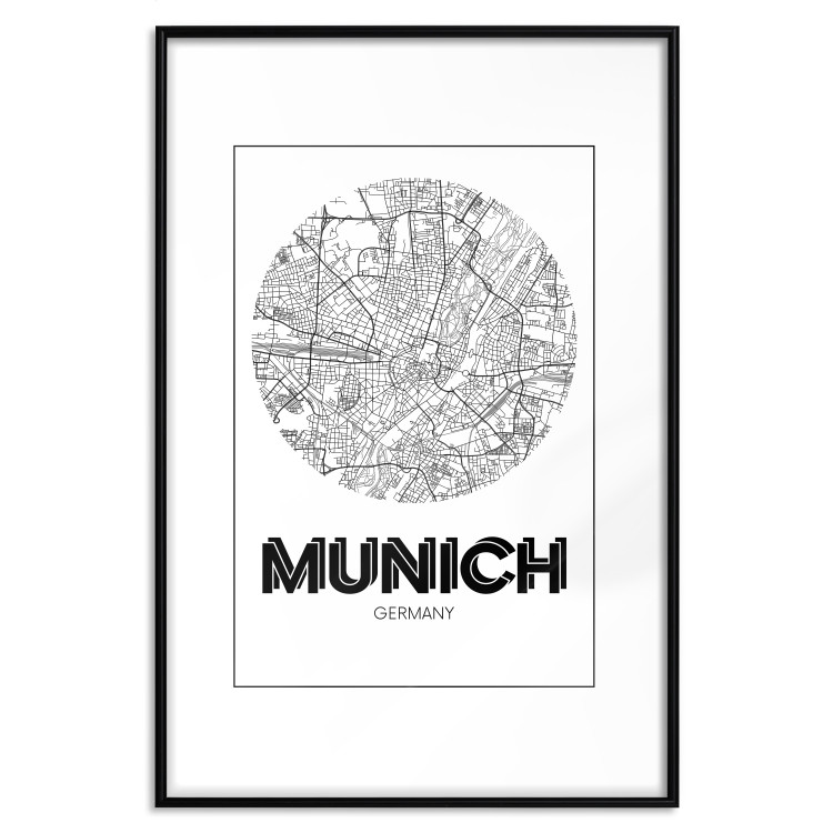Poster Retro Munich - black and white map of the city with English texts 118443 additionalImage 19