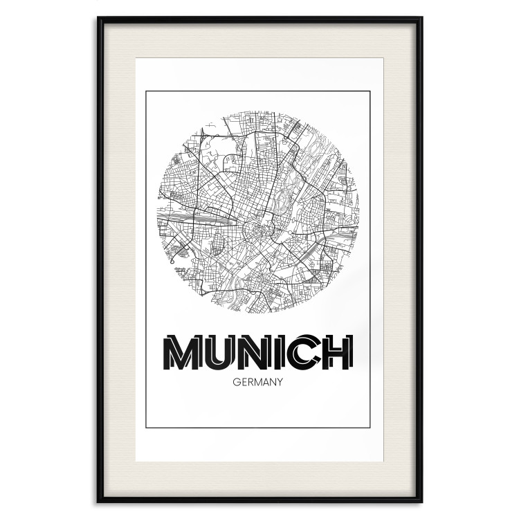 Poster Retro Munich - black and white map of the city with English texts 118443 additionalImage 17