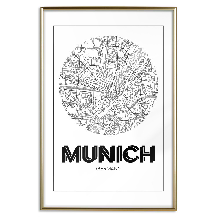 Poster Retro Munich - black and white map of the city with English texts 118443 additionalImage 19