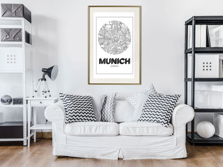 Poster Retro Munich - black and white map of the city with English texts 118443 additionalImage 23