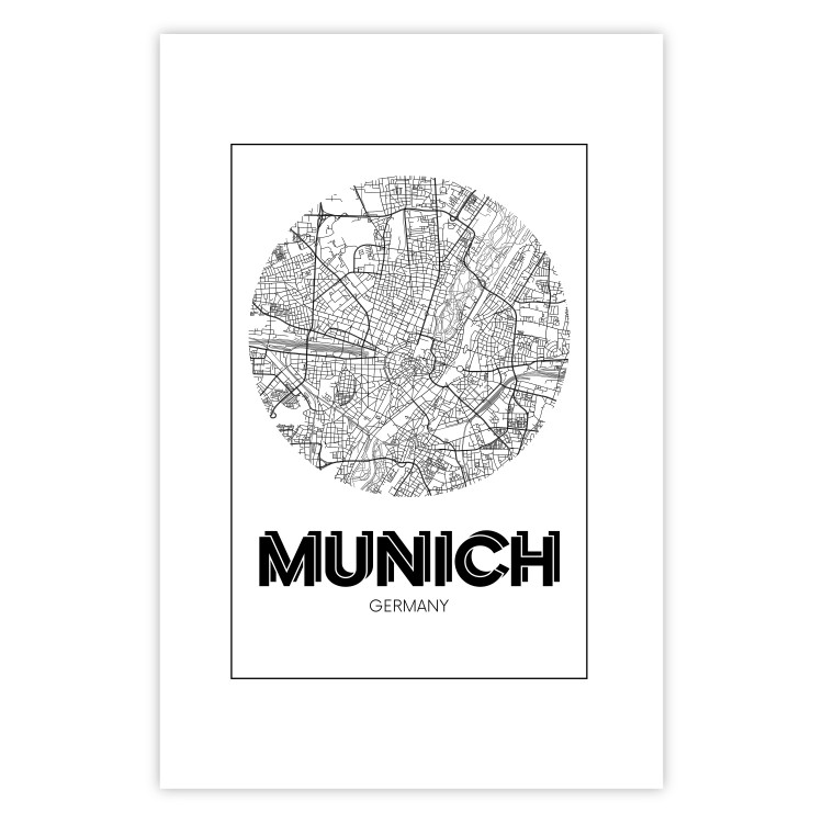 Poster Retro Munich - black and white map of the city with English texts 118443 additionalImage 25
