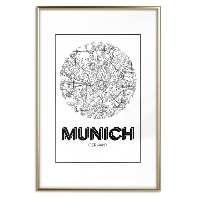 Poster Retro Munich - black and white map of the city with English texts 118443 additionalImage 14
