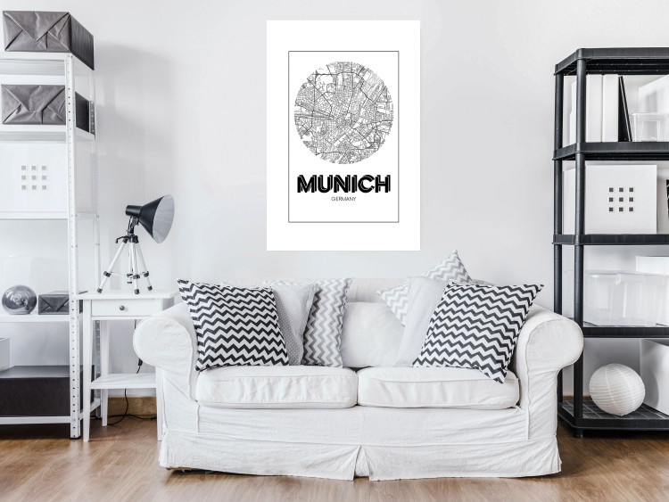 Poster Retro Munich - black and white map of the city with English texts 118443 additionalImage 2