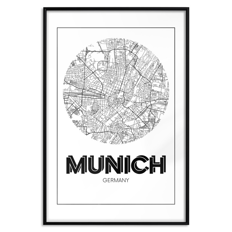 Poster Retro Munich - black and white map of the city with English texts 118443 additionalImage 27