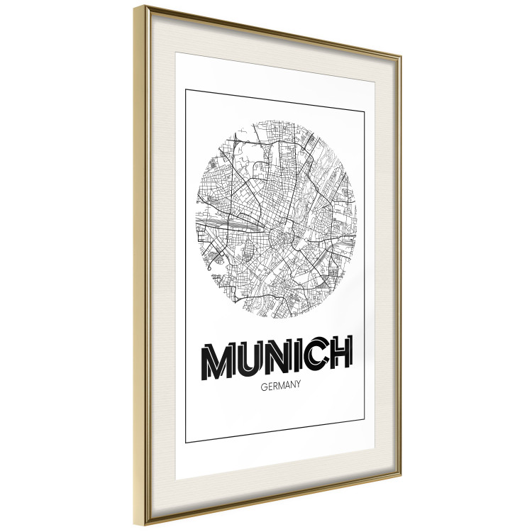 Poster Retro Munich - black and white map of the city with English texts 118443 additionalImage 2