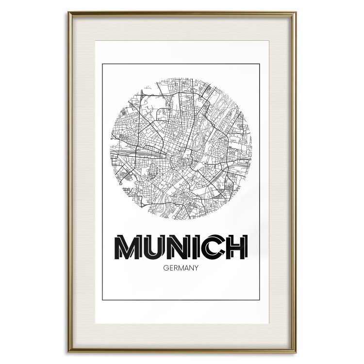 Poster Retro Munich - black and white map of the city with English texts 118443 additionalImage 20