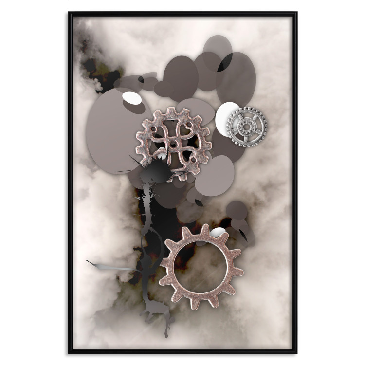 Poster Seahorse - abstract metal elements against a backdrop of light clouds 122743 additionalImage 18