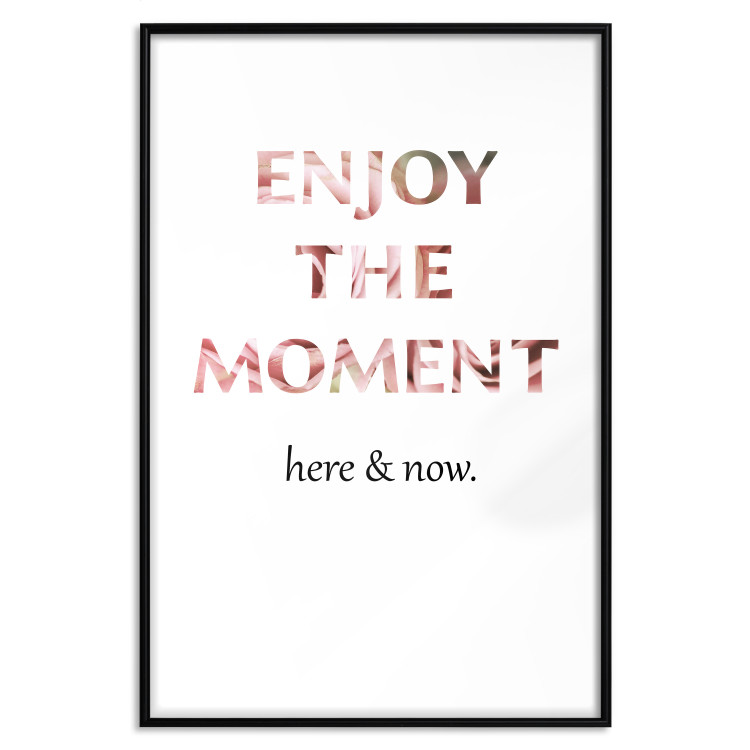Poster Enjoy the Moment - English text with a pink motif on a white background 122943 additionalImage 18