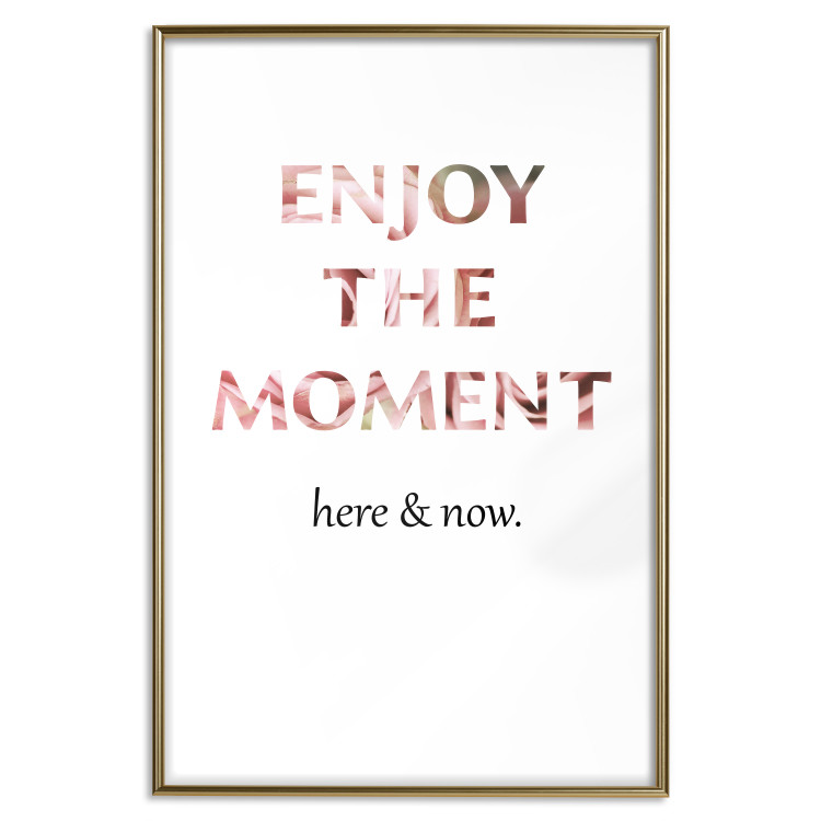 Poster Enjoy the Moment - English text with a pink motif on a white background 122943 additionalImage 16