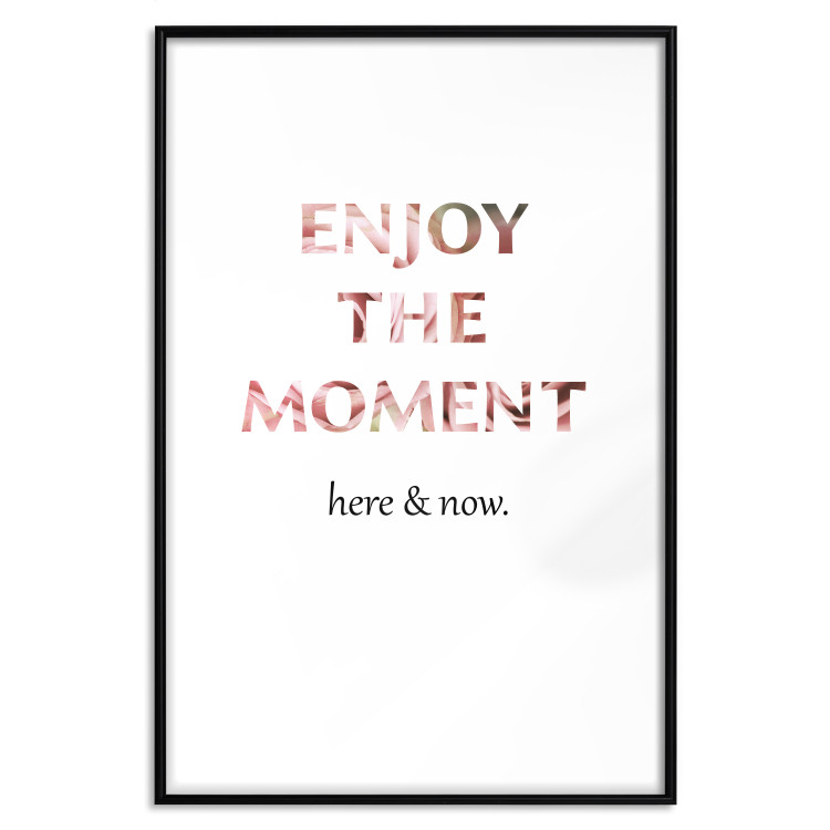 Poster Enjoy the Moment - English text with a pink motif on a white background 122943 additionalImage 15