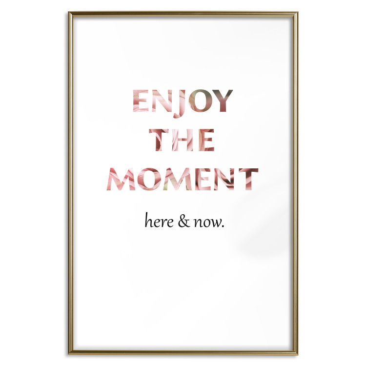 Poster Enjoy the Moment - English text with a pink motif on a white background 122943 additionalImage 14