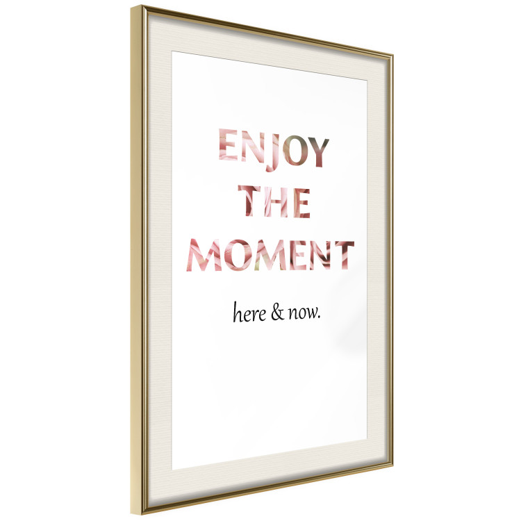 Poster Enjoy the Moment - English text with a pink motif on a white background 122943 additionalImage 2