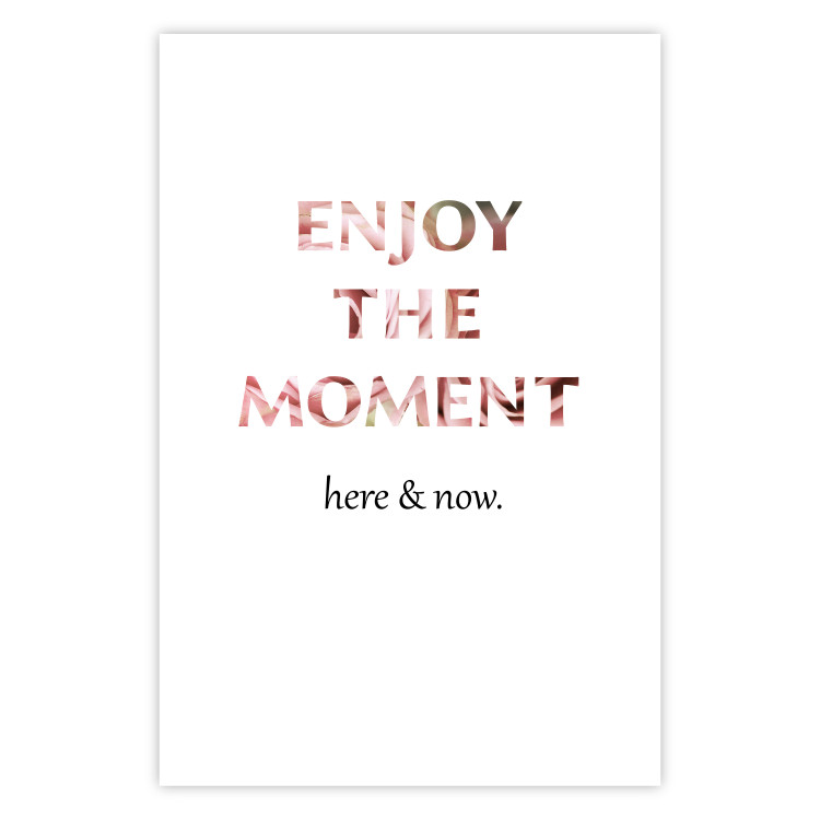 Poster Enjoy the Moment - English text with a pink motif on a white background 122943 additionalImage 19