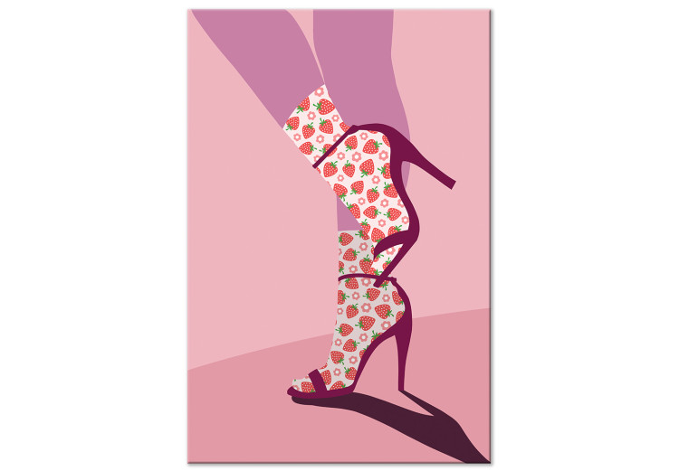 Canvas Strawberries on heels - artwork with a woman wearing shoes and socks 123343