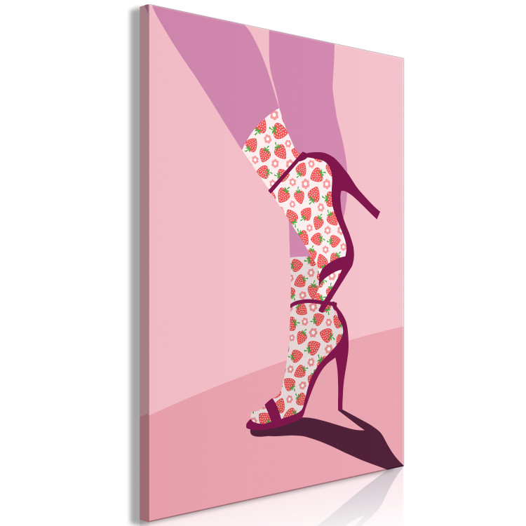 Canvas Strawberries on heels - artwork with a woman wearing shoes and socks 123343 additionalImage 2