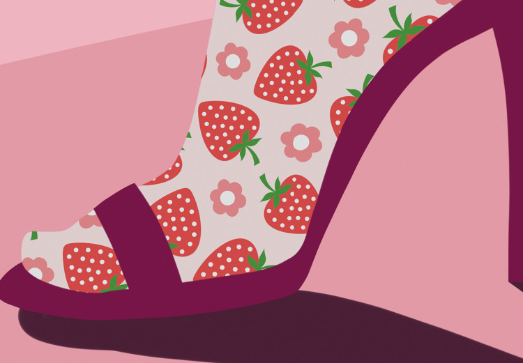 Canvas Strawberries on heels - artwork with a woman wearing shoes and socks 123343 additionalImage 4