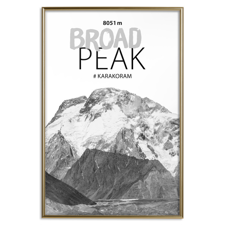 Poster Broad Peak - black and white mountain landscape with English captions 123743 additionalImage 20