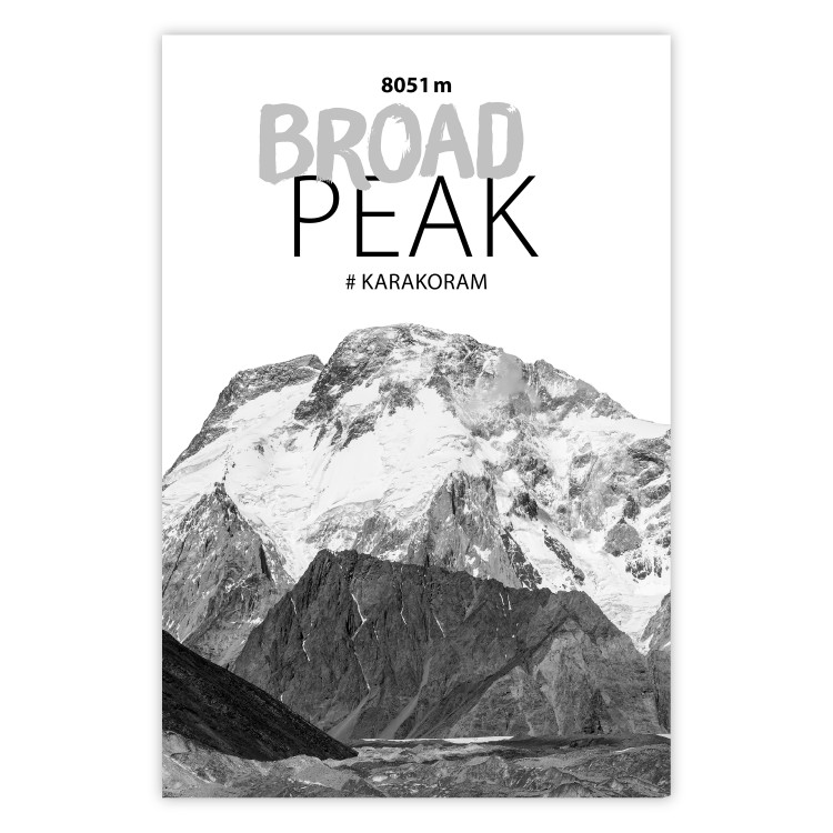 Poster Broad Peak - black and white mountain landscape with English captions 123743