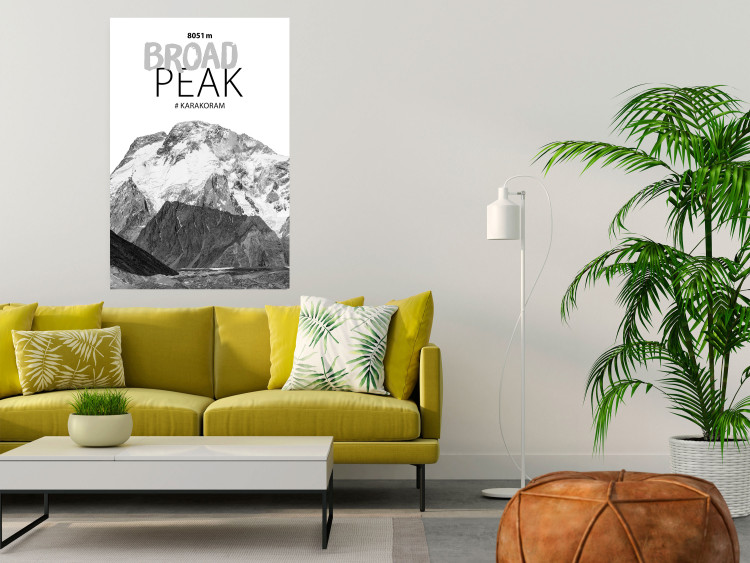 Poster Broad Peak - black and white mountain landscape with English captions 123743 additionalImage 23