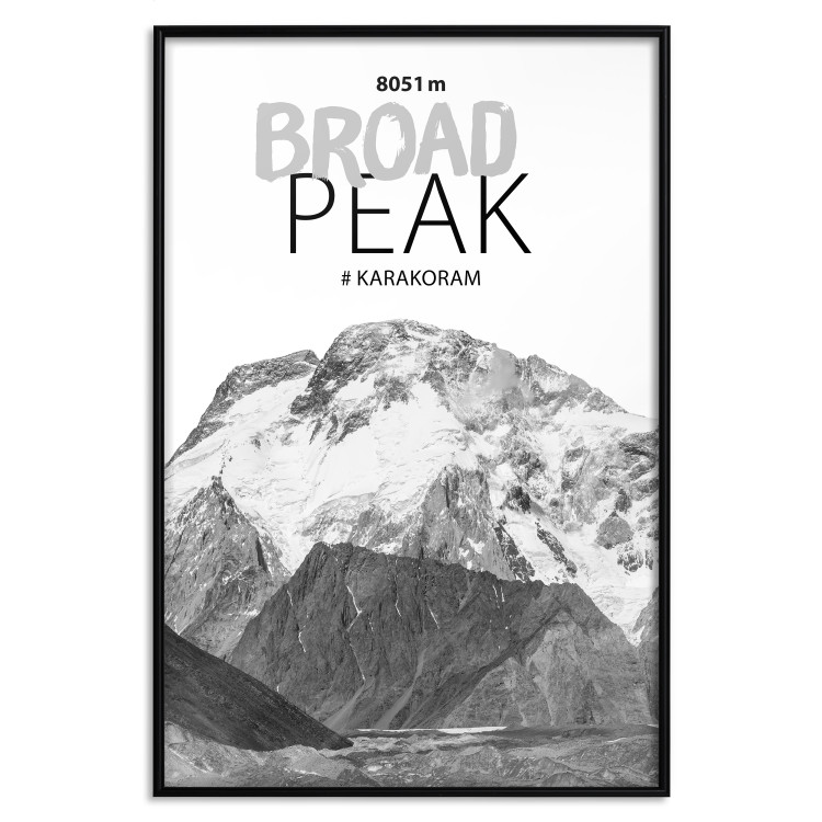 Poster Broad Peak - black and white mountain landscape with English captions 123743 additionalImage 24