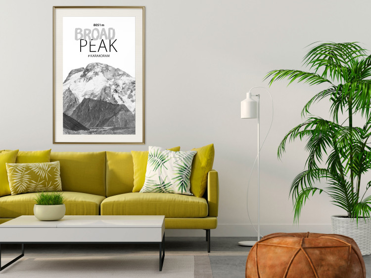 Poster Broad Peak - black and white mountain landscape with English captions 123743 additionalImage 21