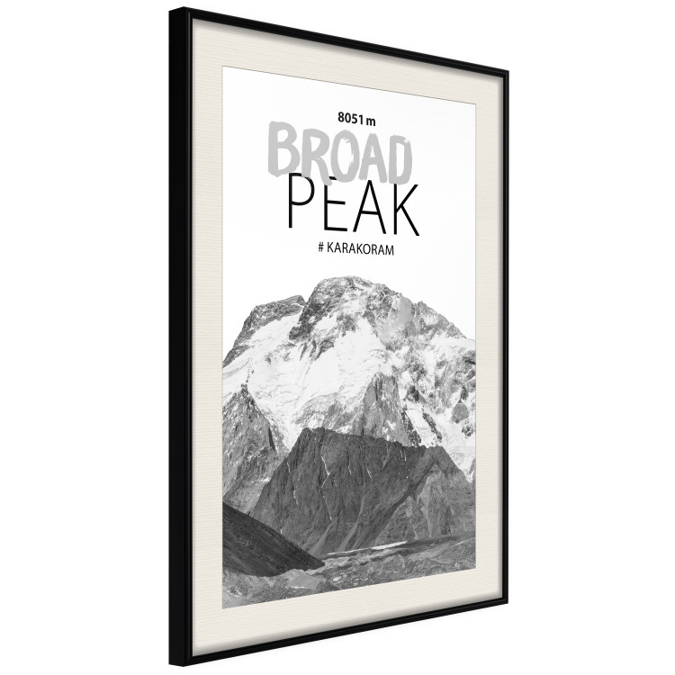 Poster Broad Peak - black and white mountain landscape with English captions 123743 additionalImage 3