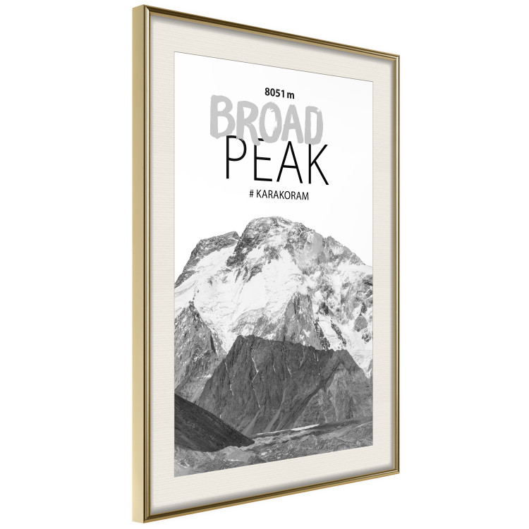 Poster Broad Peak - black and white mountain landscape with English captions 123743 additionalImage 2