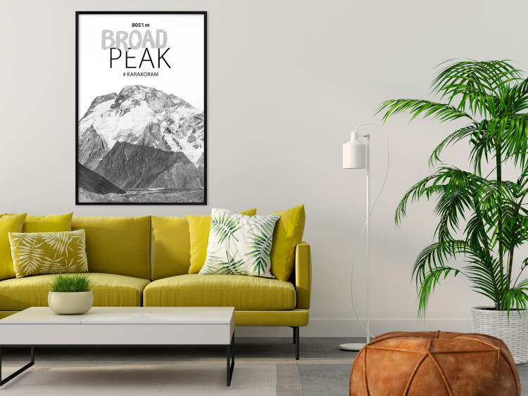 Poster Broad Peak - black and white mountain landscape with English captions 123743 additionalImage 5